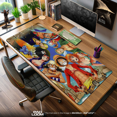 One Piece Straw Hat Crew Mouse Pad, Anime Pirate Desk Mat