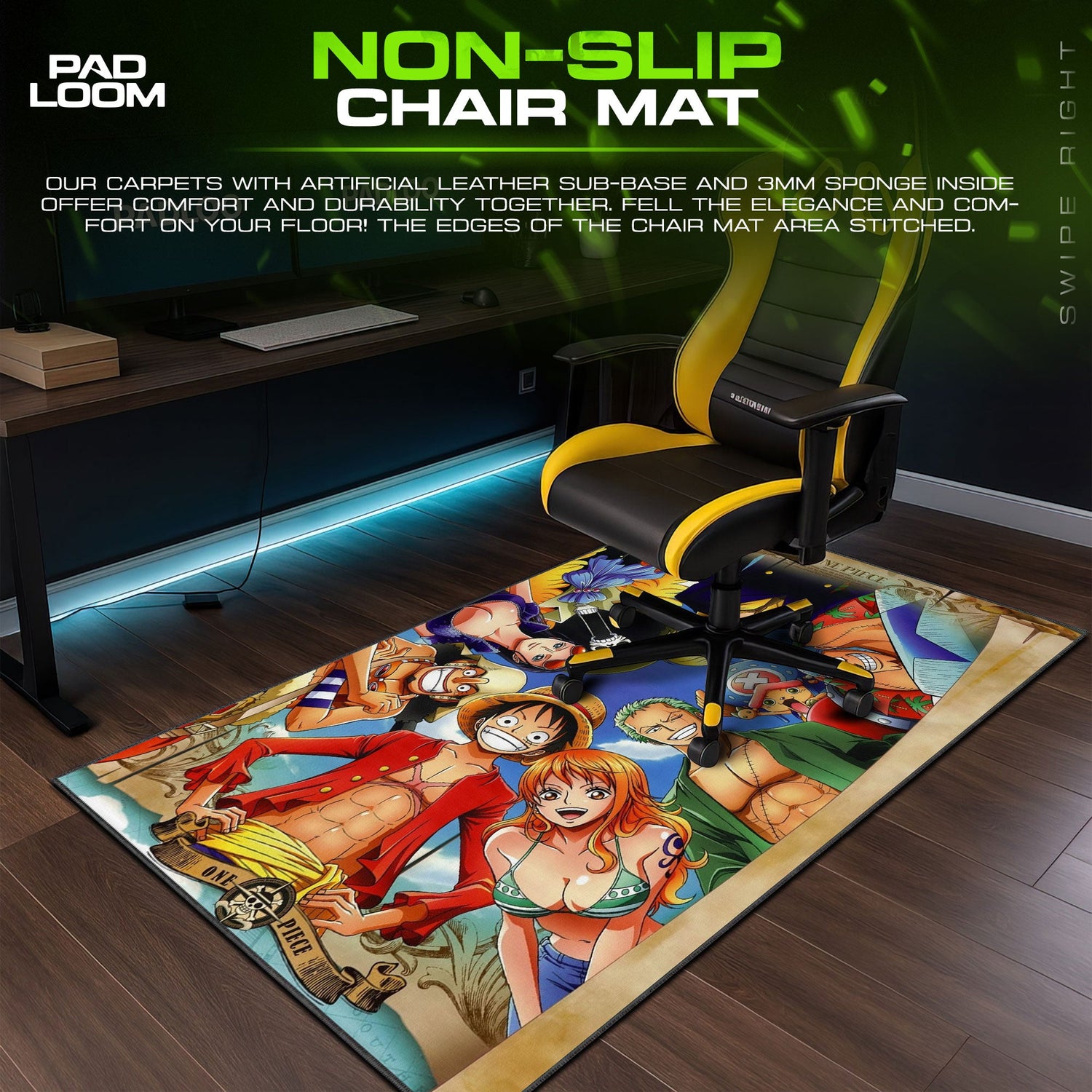 One Piece Straw Hat Crew Mouse Pad, Anime Pirate Desk Mat Padloom