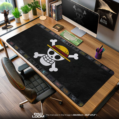 One Piece Straw Hat Jolly Roger Mouse Pad, Anime Gaming Desk Mat