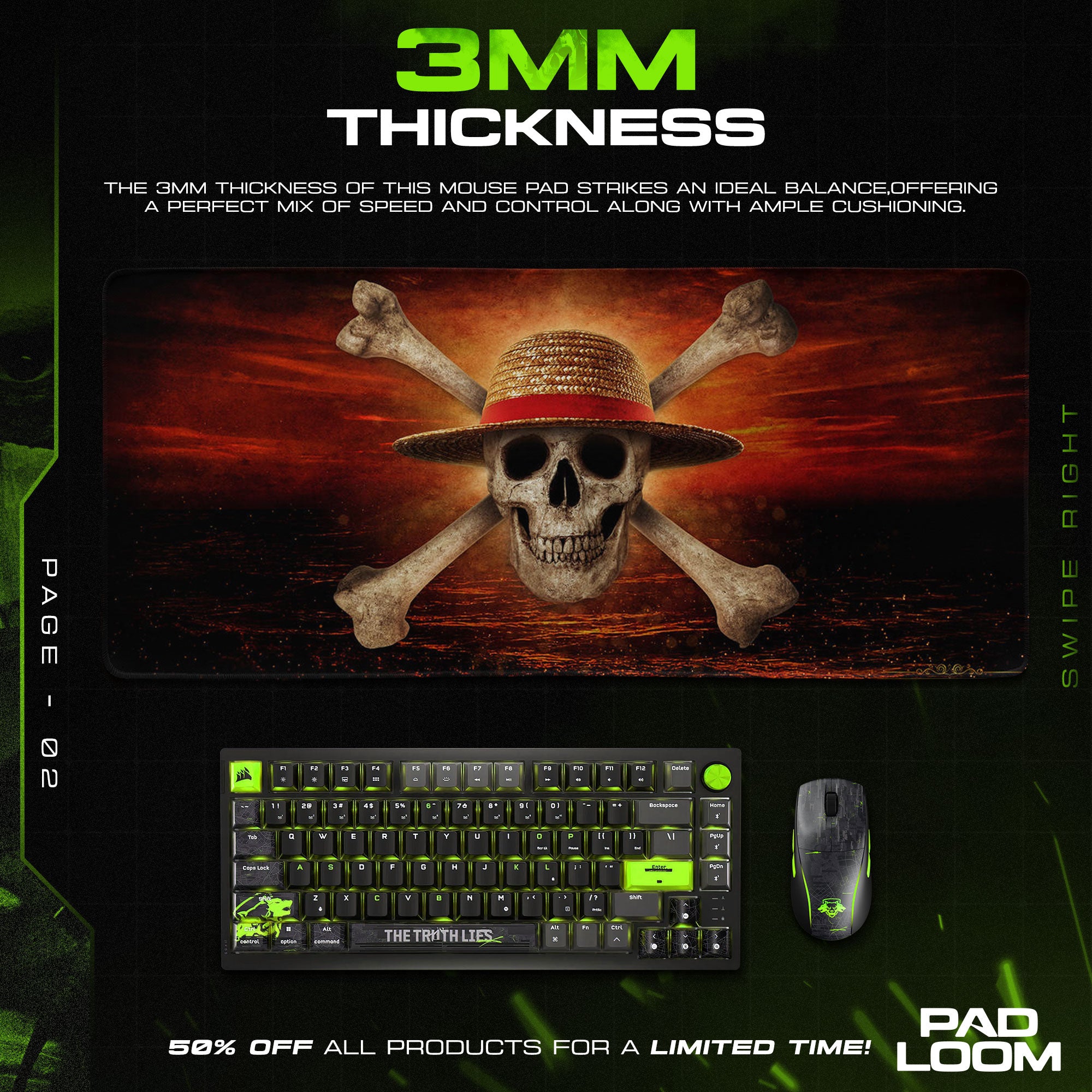 One Piece Straw Hat Skull Mouse Pad, Anime Desk Mat