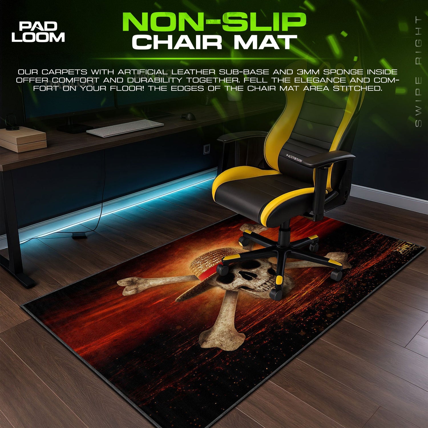 One Piece Straw Hat Skull Mouse Pad, Anime Desk Mat Padloom