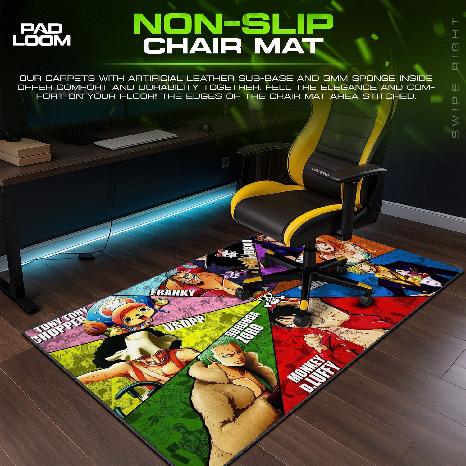 One Piece Straw Hats Colors Mouse Pad, Anime Desk Mat Padloom