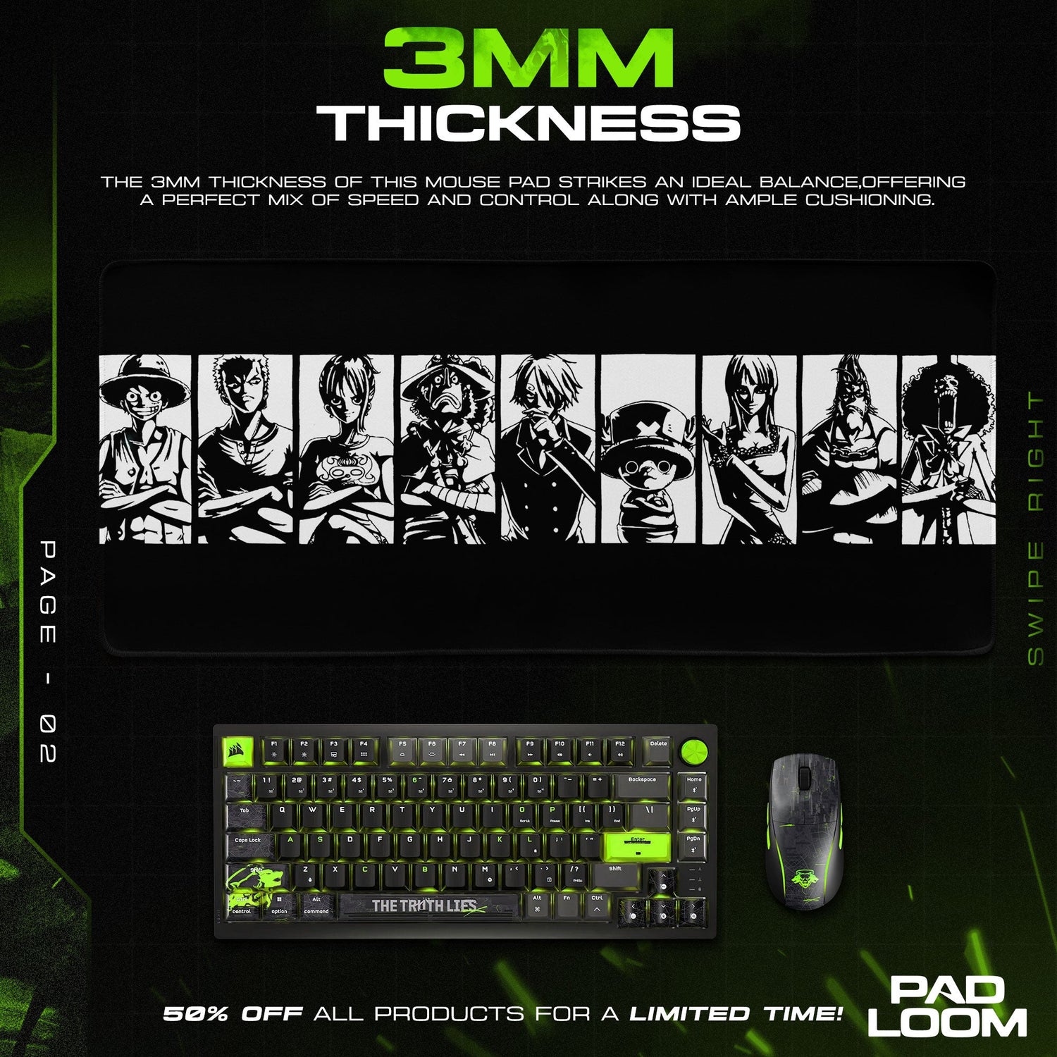 One Piece Straw Hats Silhouette Mouse Pad, Anime Desk Mat Padloom