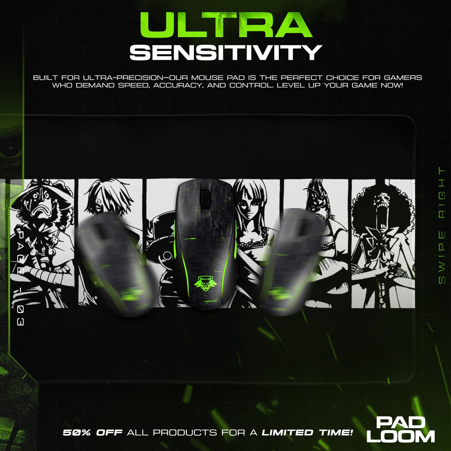 One Piece Straw Hats Silhouette Mouse Pad, Anime Desk Mat Padloom