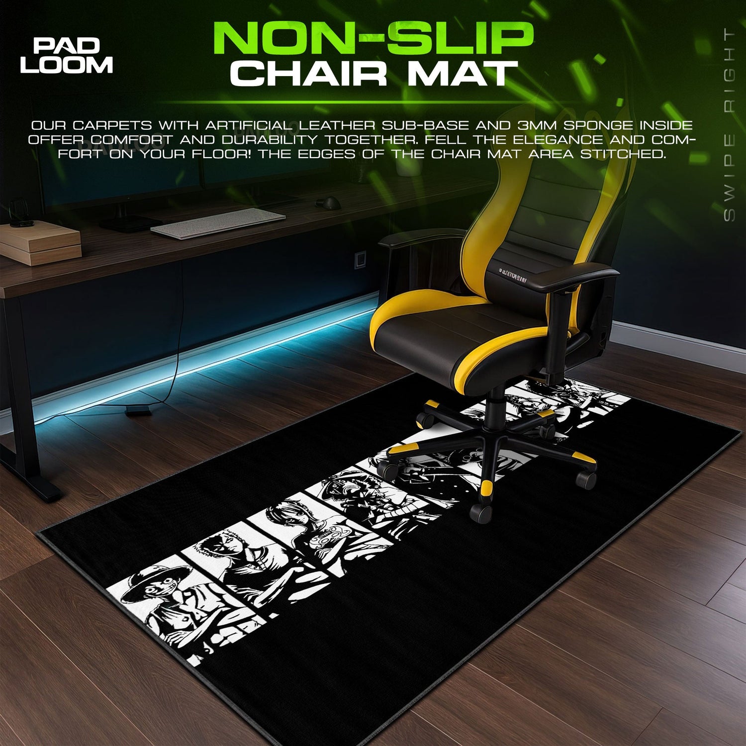 One Piece Straw Hats Silhouette Mouse Pad, Anime Desk Mat Padloom