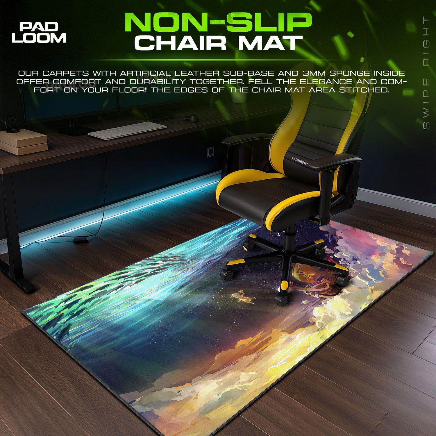 One Piece Thousand Sunny Voyage Mouse Pad, Anime Desk Mat Padloom