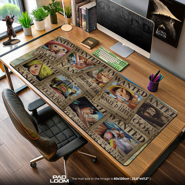 One Piece Wanted Posters Mouse Pad, Anime Gaming Desk Mat