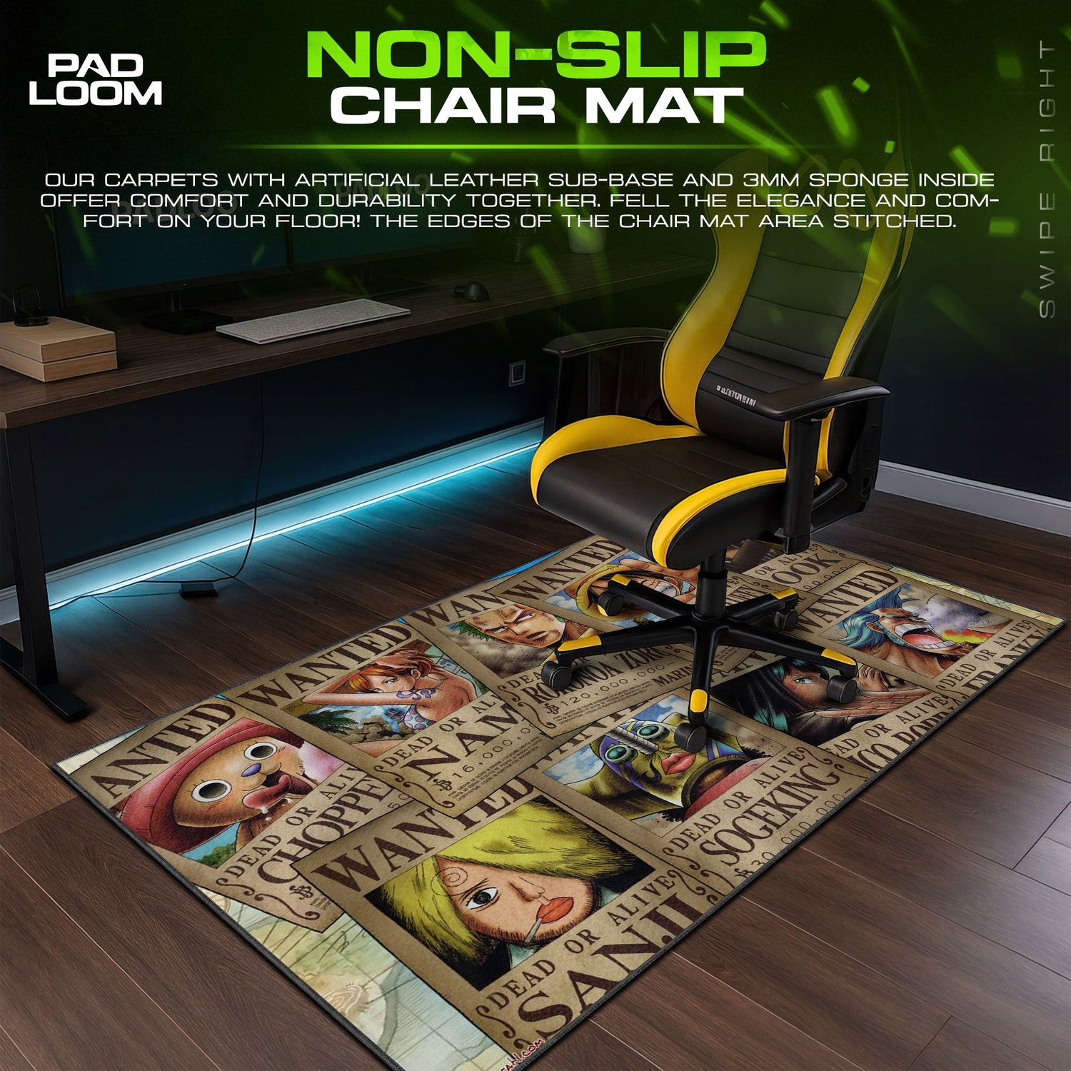 One Piece Wanted Posters Mouse Pad, Anime Gaming Desk Mat Padloom