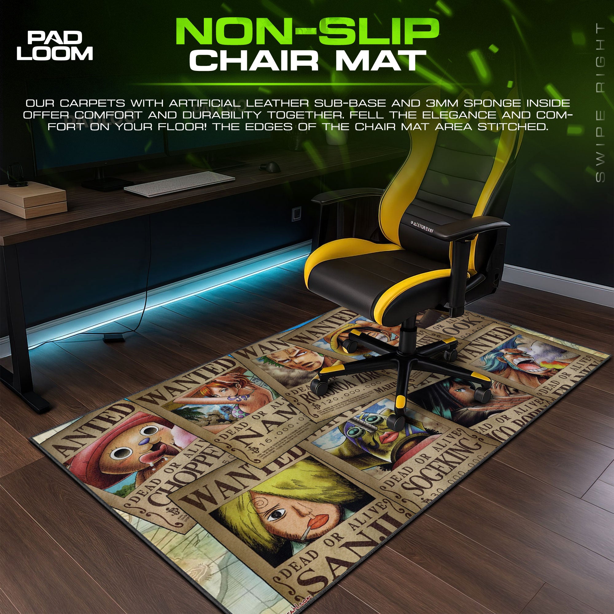 One Piece Wanted Posters Mouse Pad, Anime Gaming Desk Mat