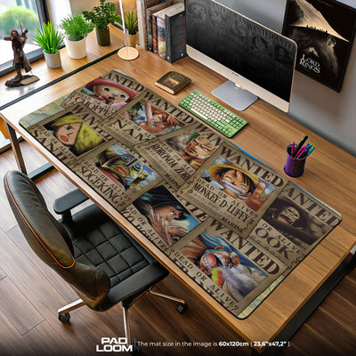 One Piece Wanted Posters Mouse Pad, Anime Pirate Bounty Desk Mat