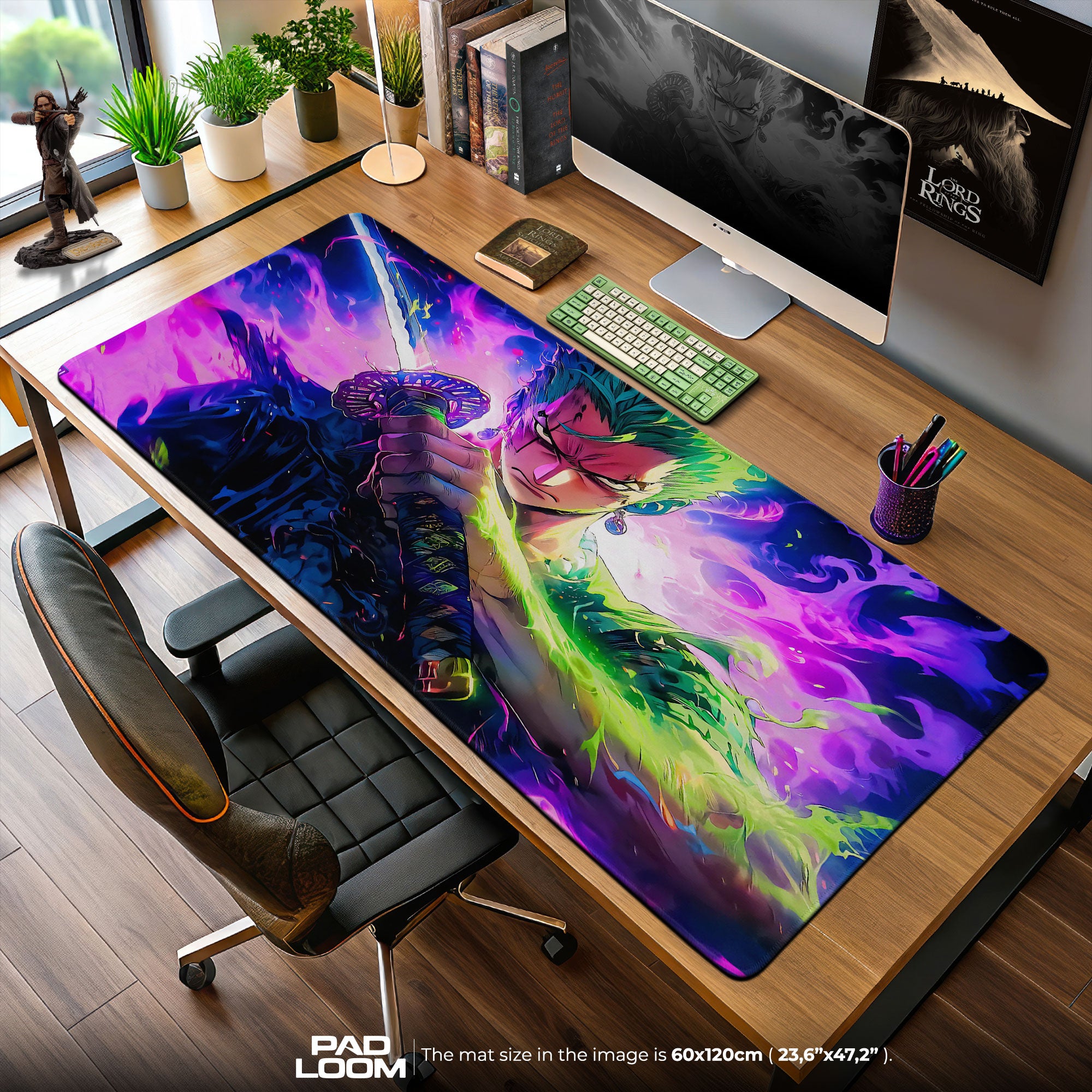 One Piece Zoro Aura Mouse Pad, Anime Gamer Desk Mat