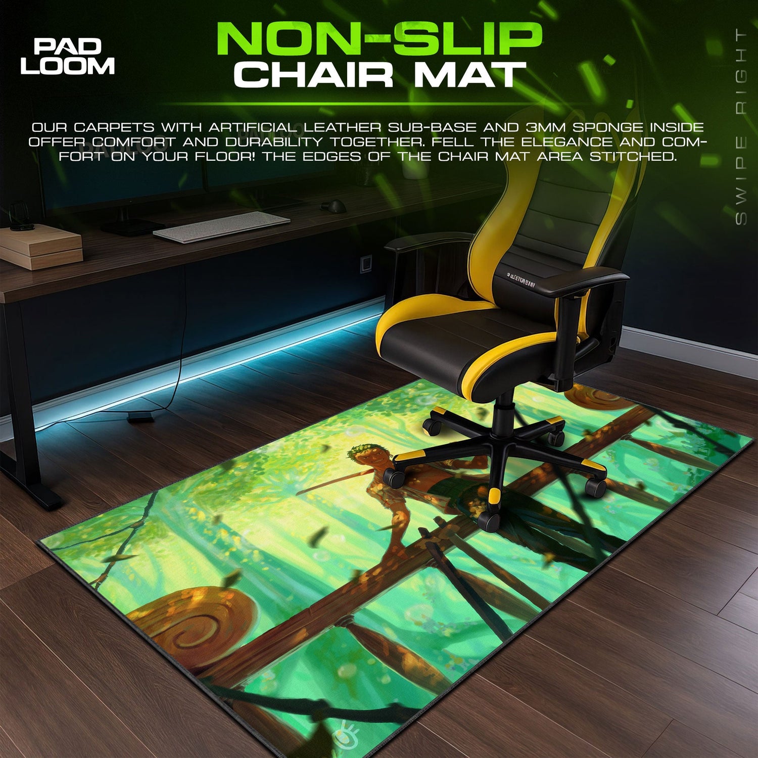 One Piece Zoro Forest Stance Mouse Pad, Anime Desk Mat Padloom