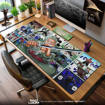 One Piece Zoro Sword Clash Mouse Pad, Anime Manga Desk Mat