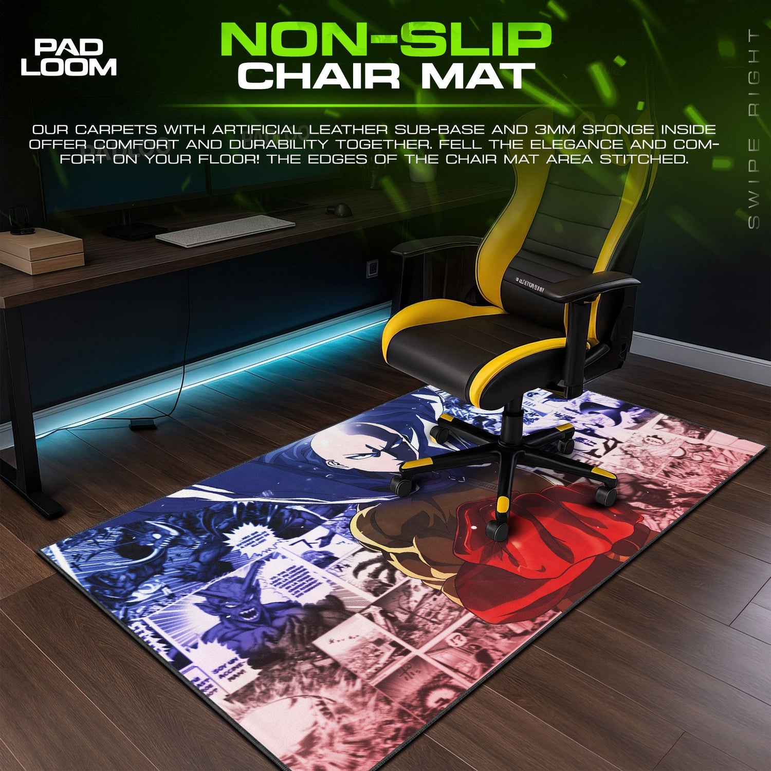 One Punch Man Hero Punch Mouse Pad, Anime Desk Mat Padloom
