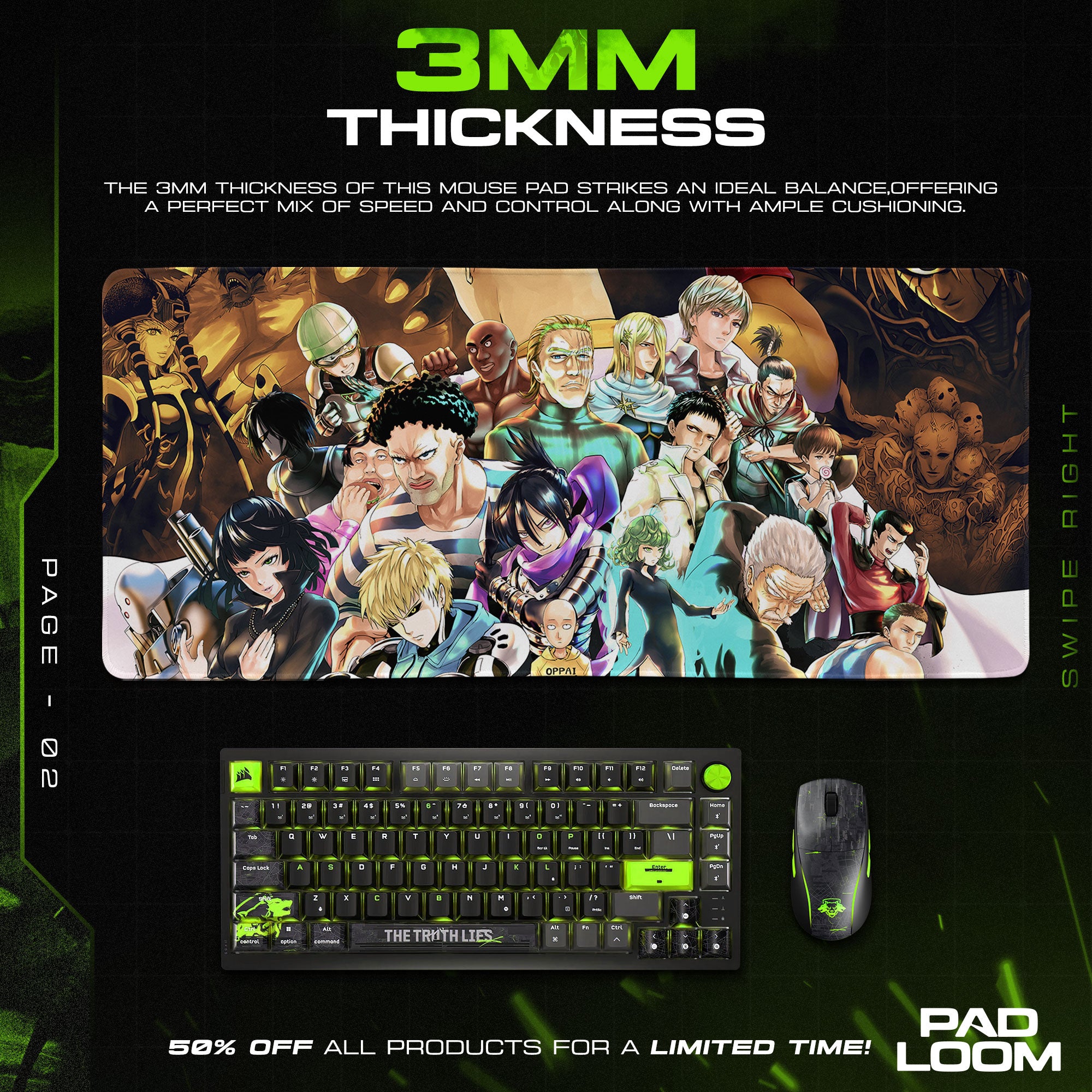One Punch Man Hero Squad Mouse Pad, Anime Desk Mat
