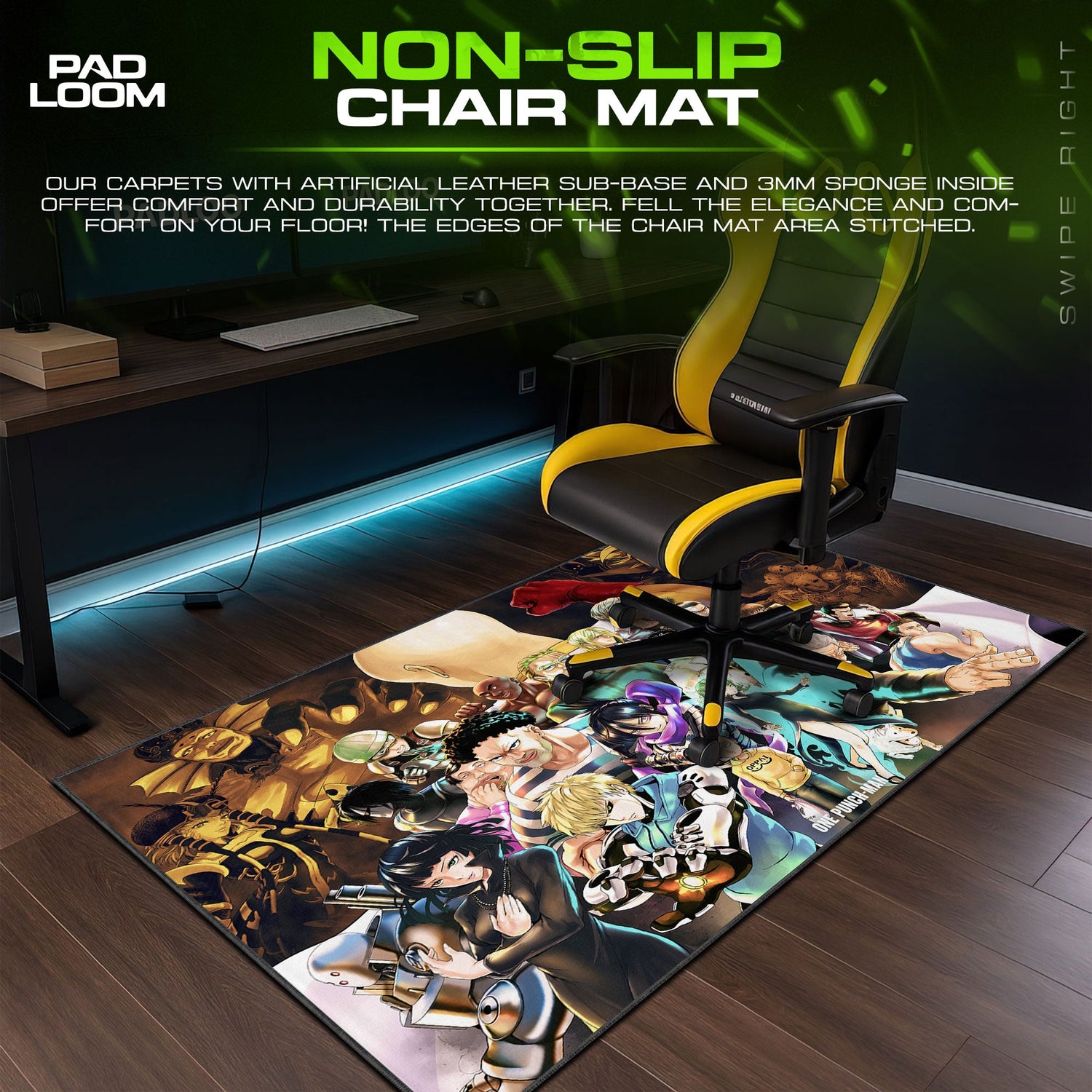 One Punch Man Hero Squad Mouse Pad, Anime Desk Mat Padloom