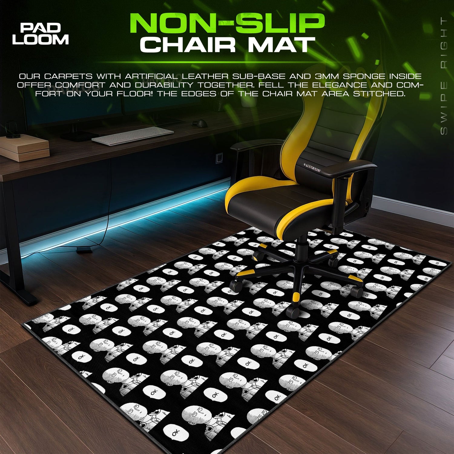 One Punch Man OK Face Mouse Pad, Anime Gaming Desk Mat Padloom