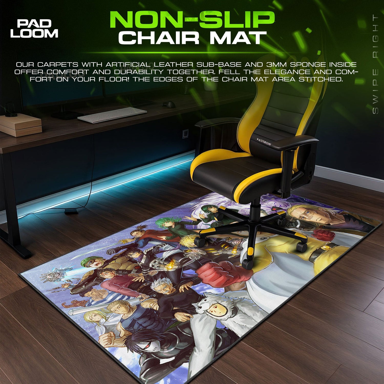 One Punch Man United Heroes Mouse Pad, Anime Desk Mat Padloom