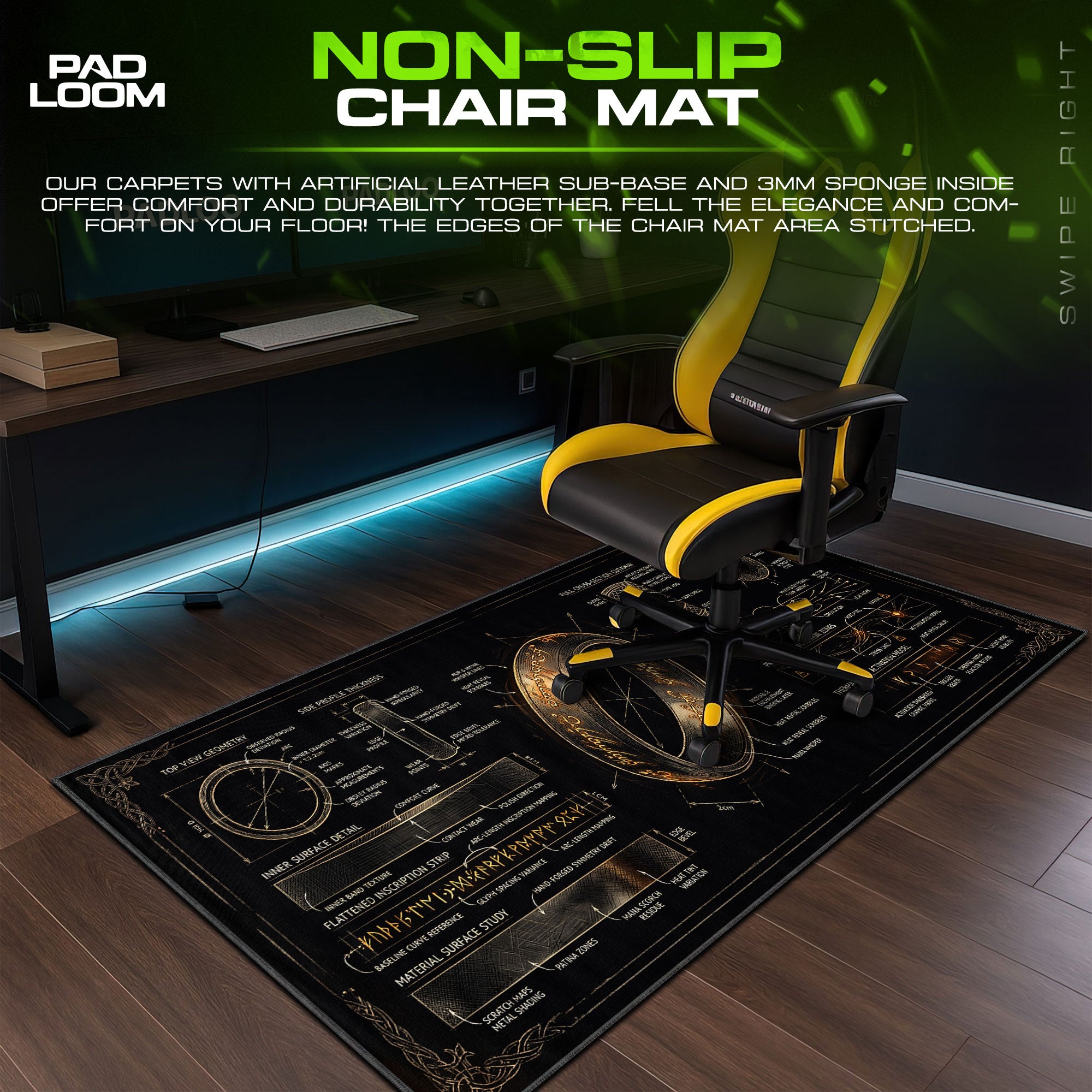 One Ring Blueprint Mouse Pad - Lord of the Rings Desk Mat