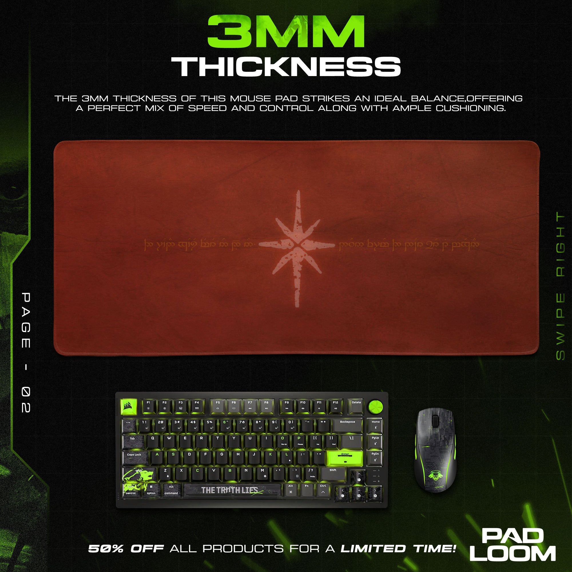 One Ring Inscription Mouse Pad - LOTR Fantasy Gaming Mouse Pad Padloom