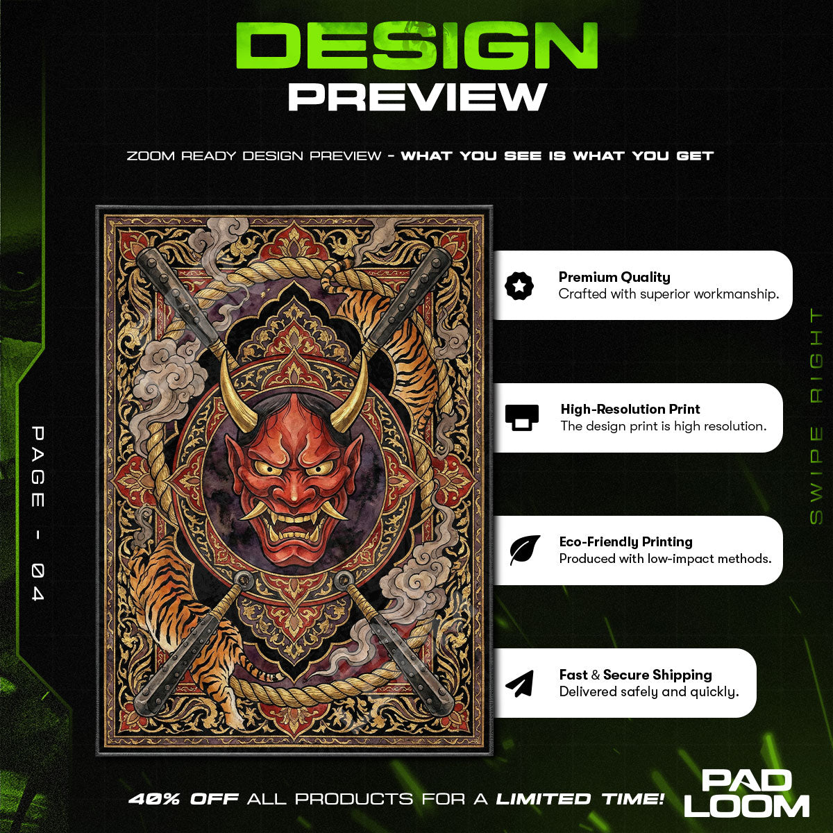 Oni Mask & Kanabo Japanese Demon Area rug — main product view