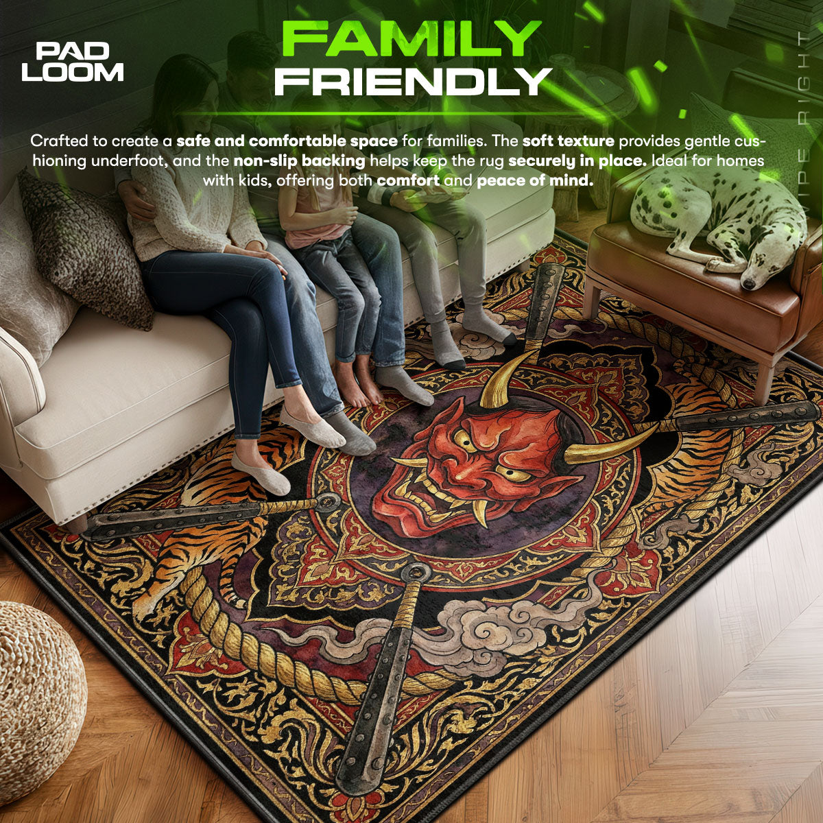 Area character design printed on rug