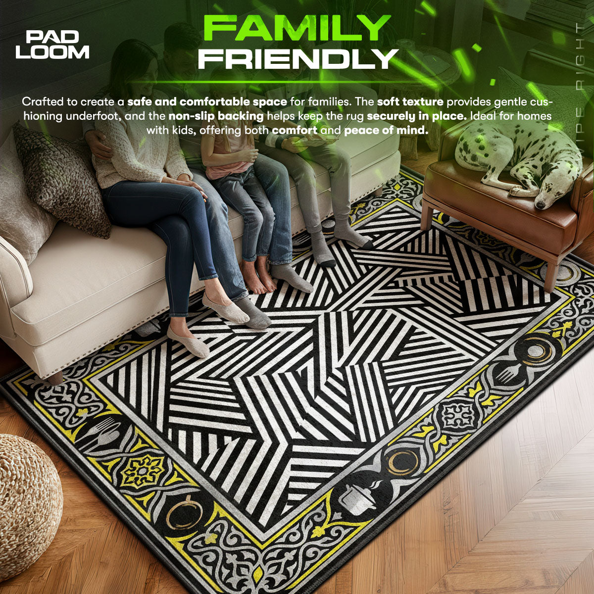 Floor character design printed on rug
