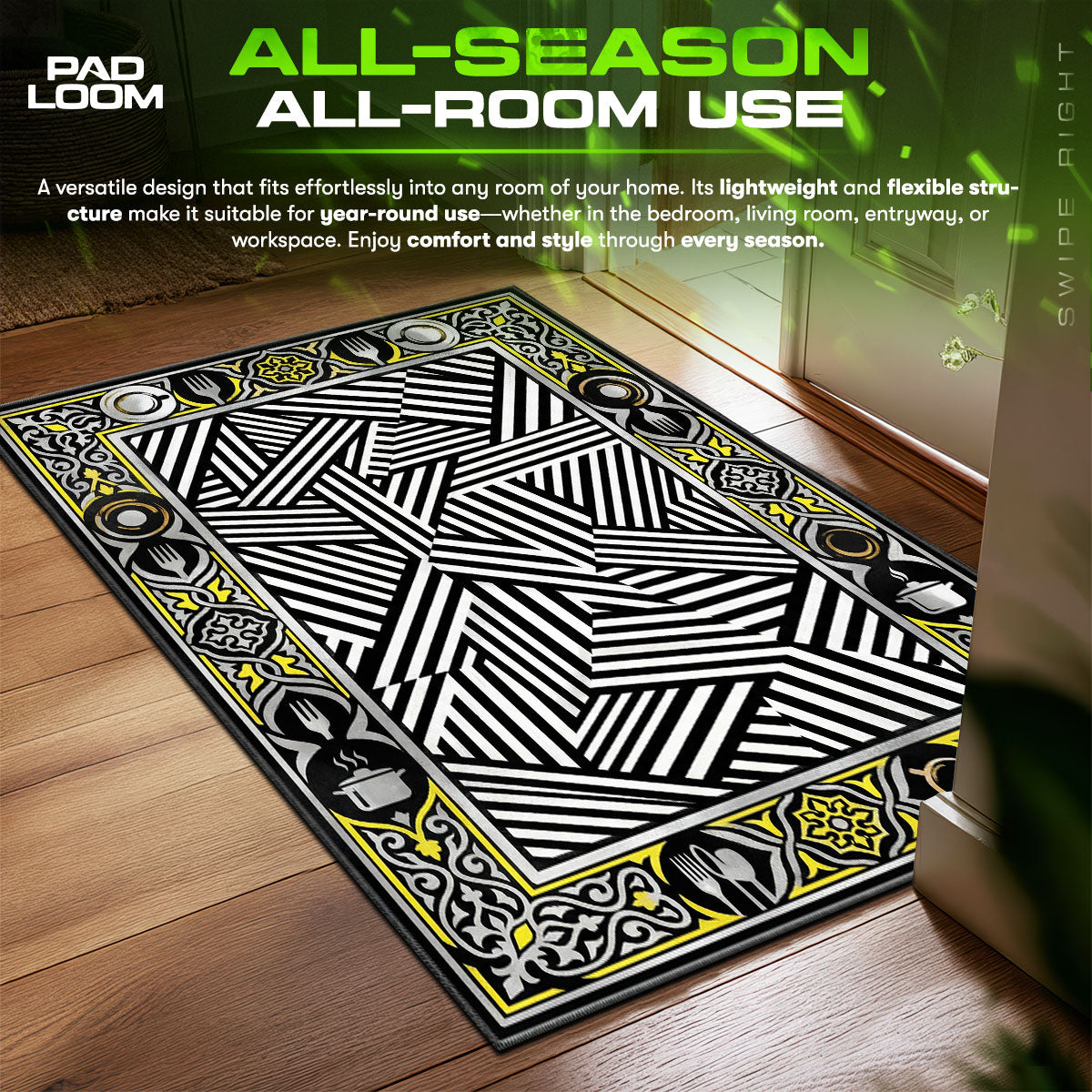 Detailed close-up of Op rug pattern