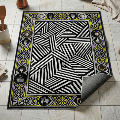 Op Art Kitchen Rug — Graphic Modern Floor Mat