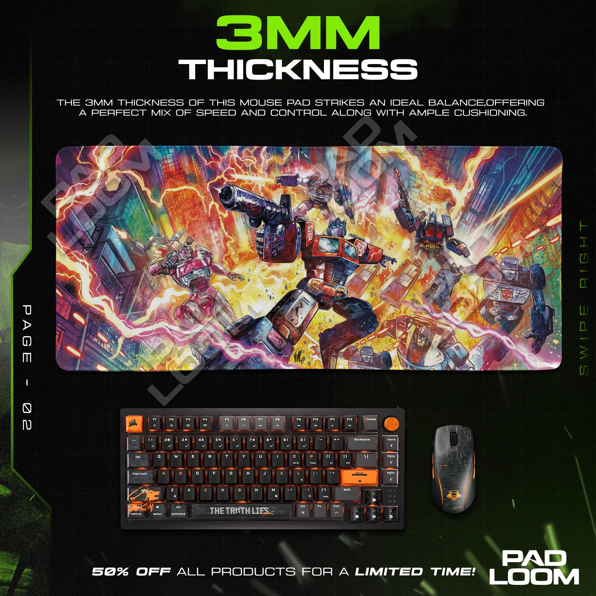 Optimus Prime Neon Siege Mouse Pad - Transformers Mat