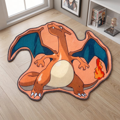 Orange Charizard Rug - Shaped Anime Area Rug