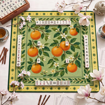 Orange Grove Mahjong Mat - Mah Jongg Table Mat