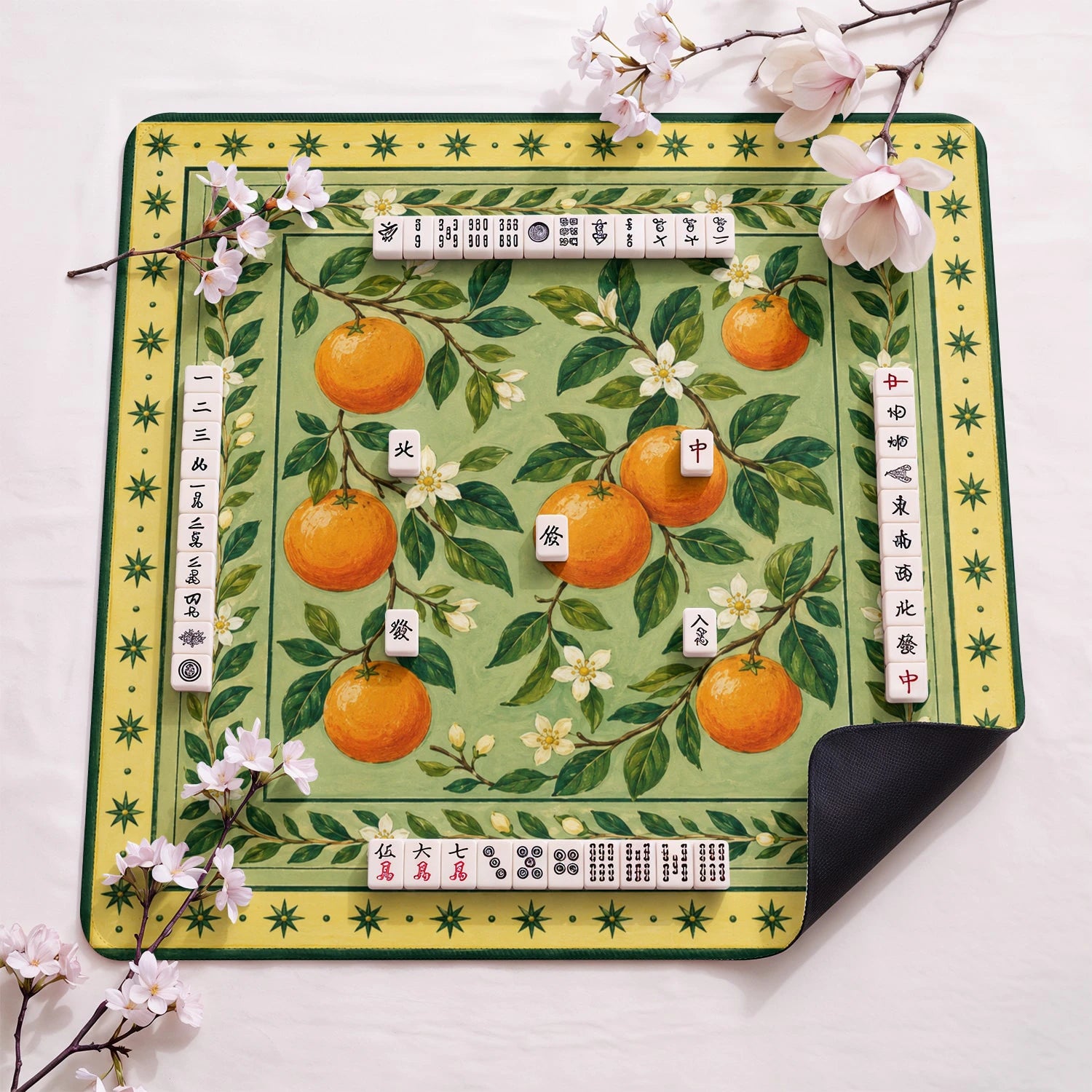 Orange Grove Mahjong Mat - Mah Jongg Table Mat