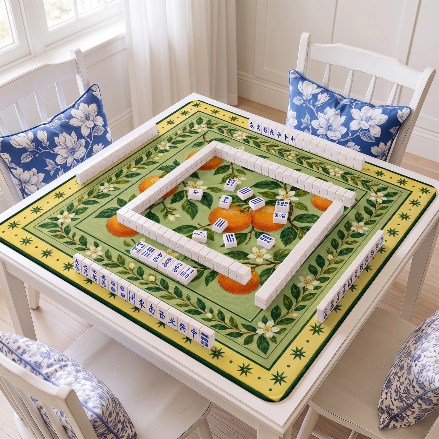 Orange Grove Mahjong Mat - Mah Jongg Table Mat