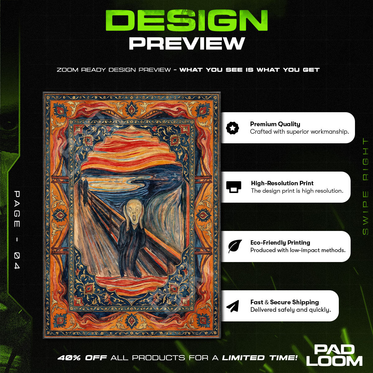 Orange Scream Expressionist Art Area rug — main product view