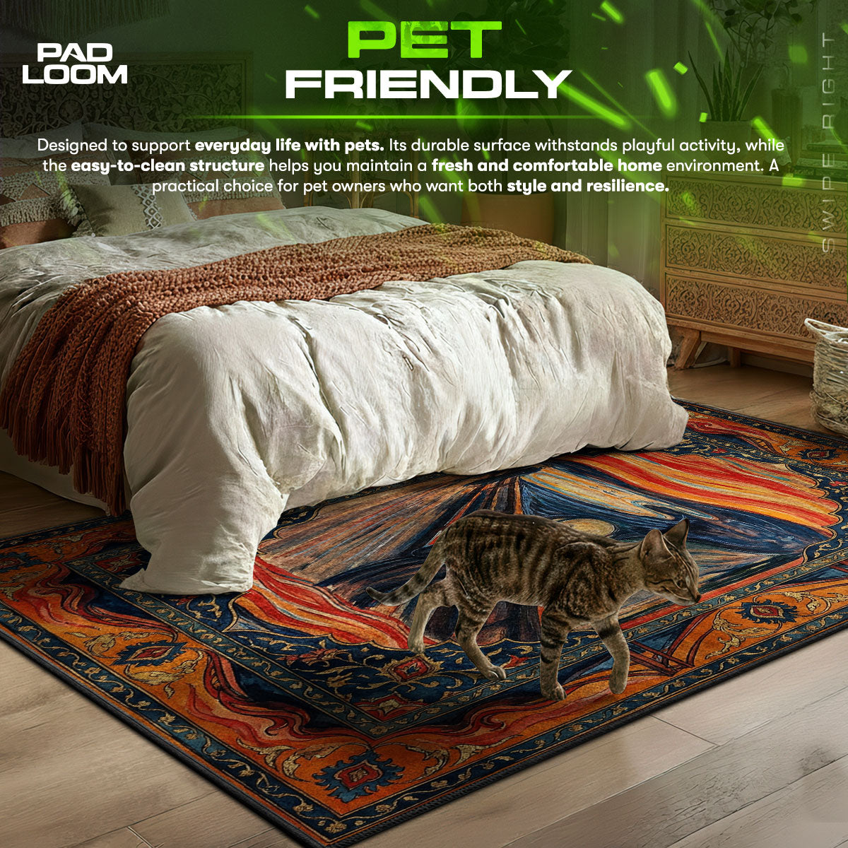 Orange Scream themed area rug for home decor fans
