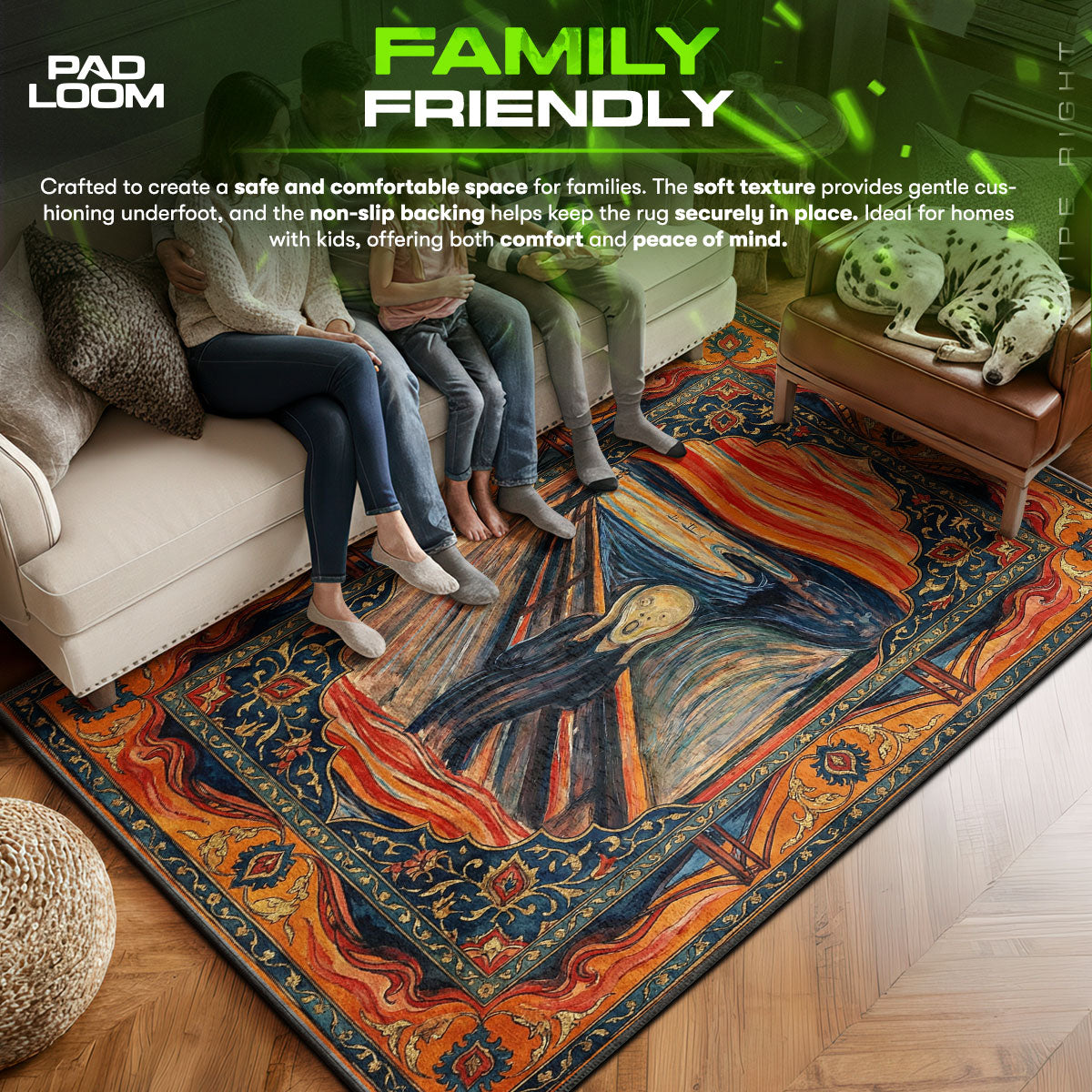 Area character design printed on rug