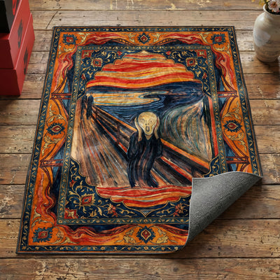 Orange Scream Rug — Expressionist Art Area Rug