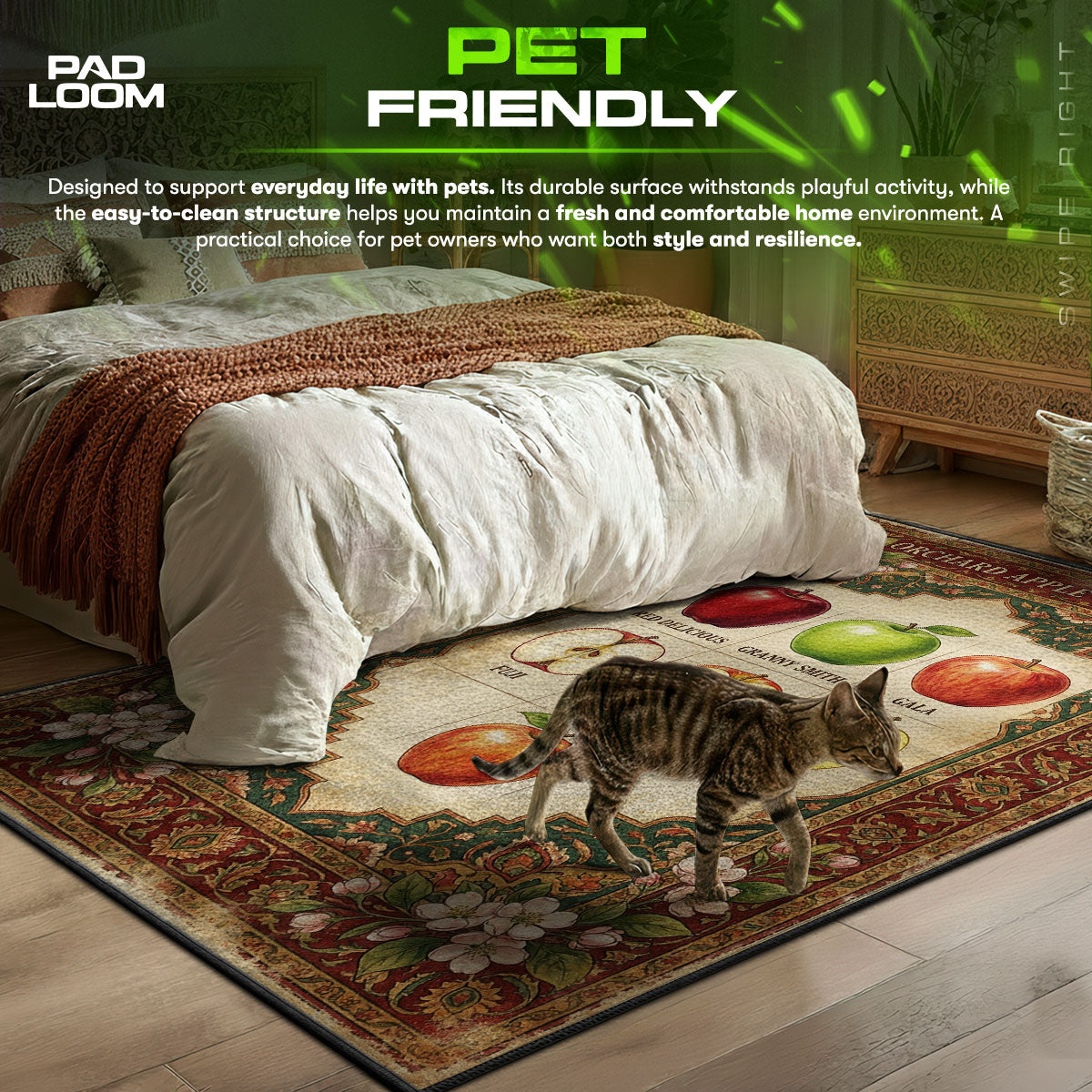 Orchard Apple themed area rug for home decor fans
