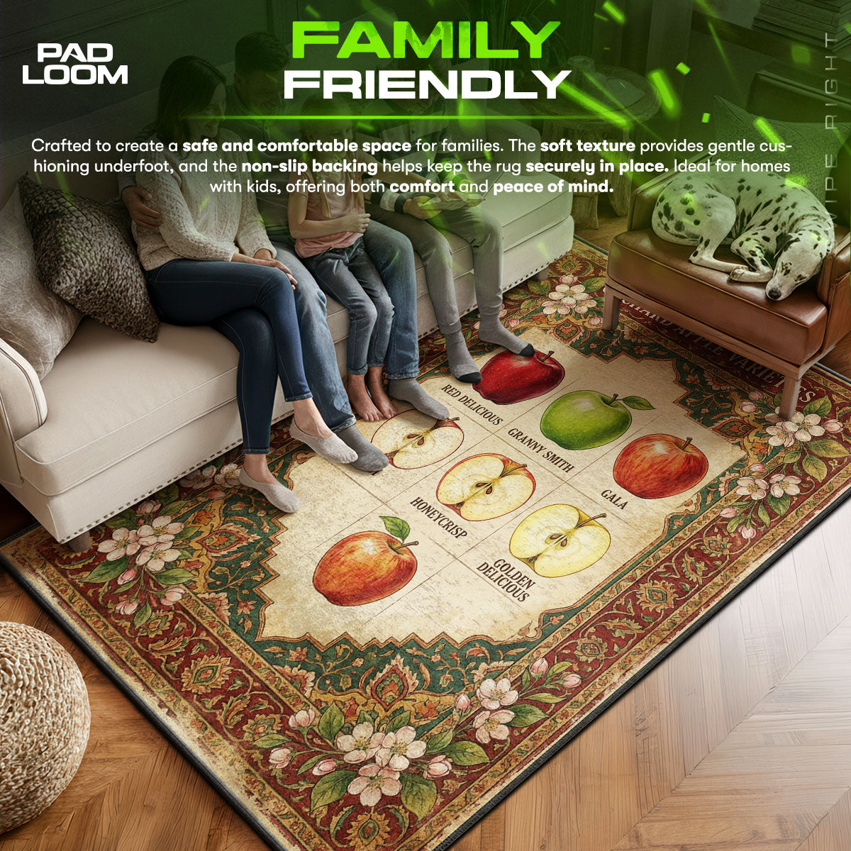 Floor character design printed on rug