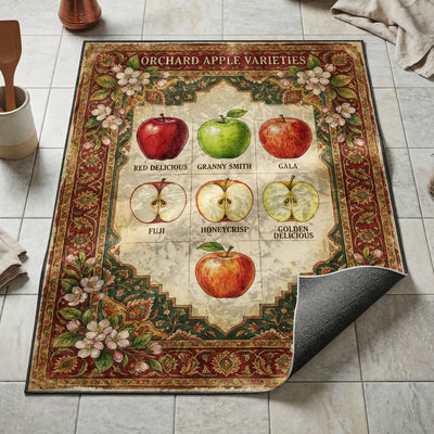 Orchard Apple Varieties Rug — Fruit Kitchen Floor Mat