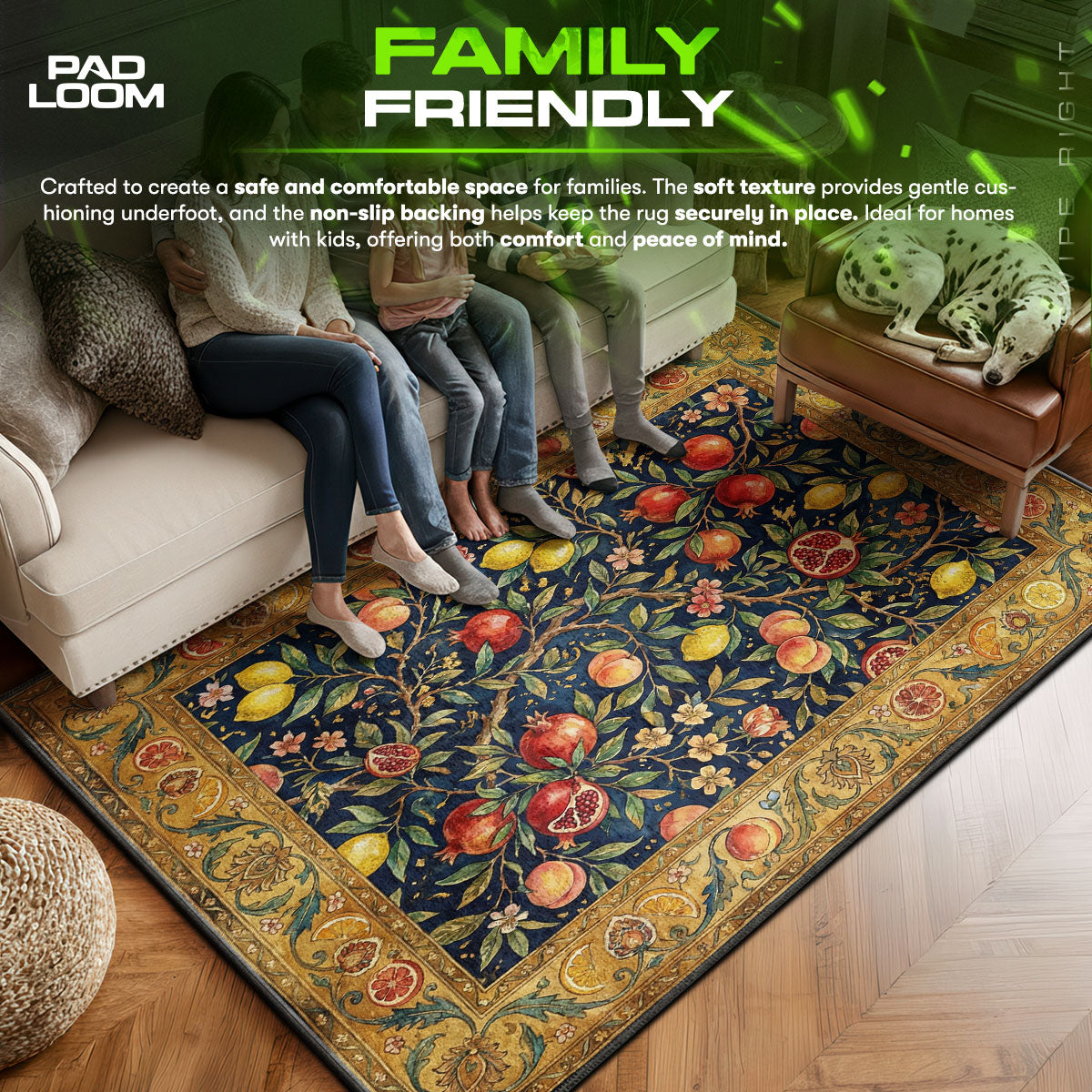 Area character design printed on rug