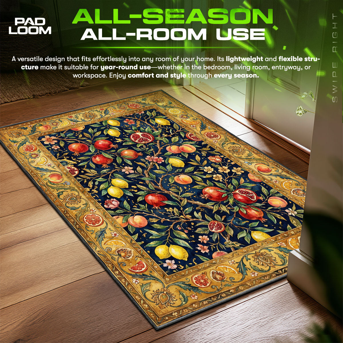 Detailed close-up of Orchard rug pattern