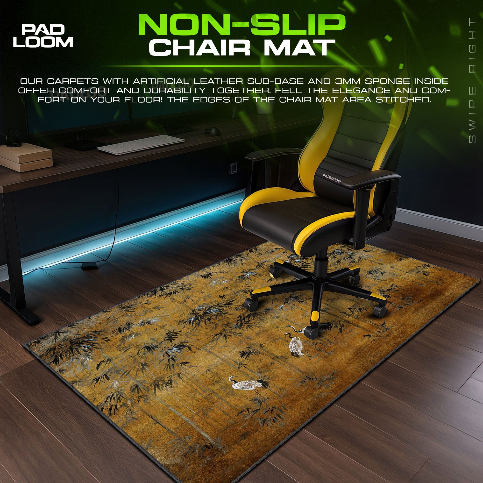 Oriental Crane Mouse Pad, Bamboo Artistic Desk Mat