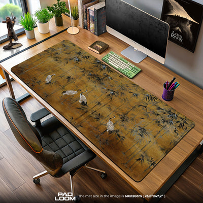 Oriental Crane Mouse Pad, Bamboo Artistic Desk Mat