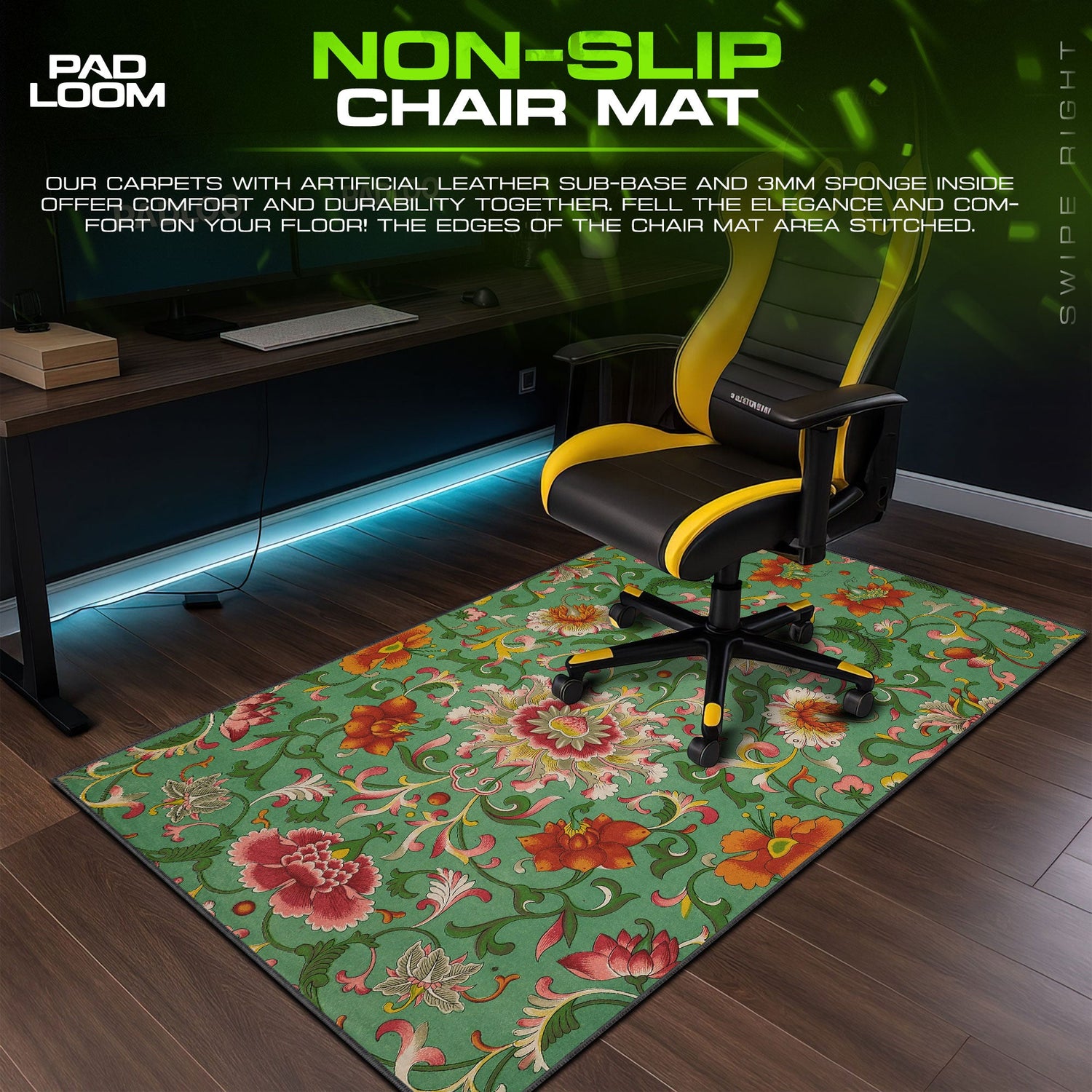 Oriental Garden Mouse Pad, Vintage Floral Tapestry Gaming Desk Mat Padloom