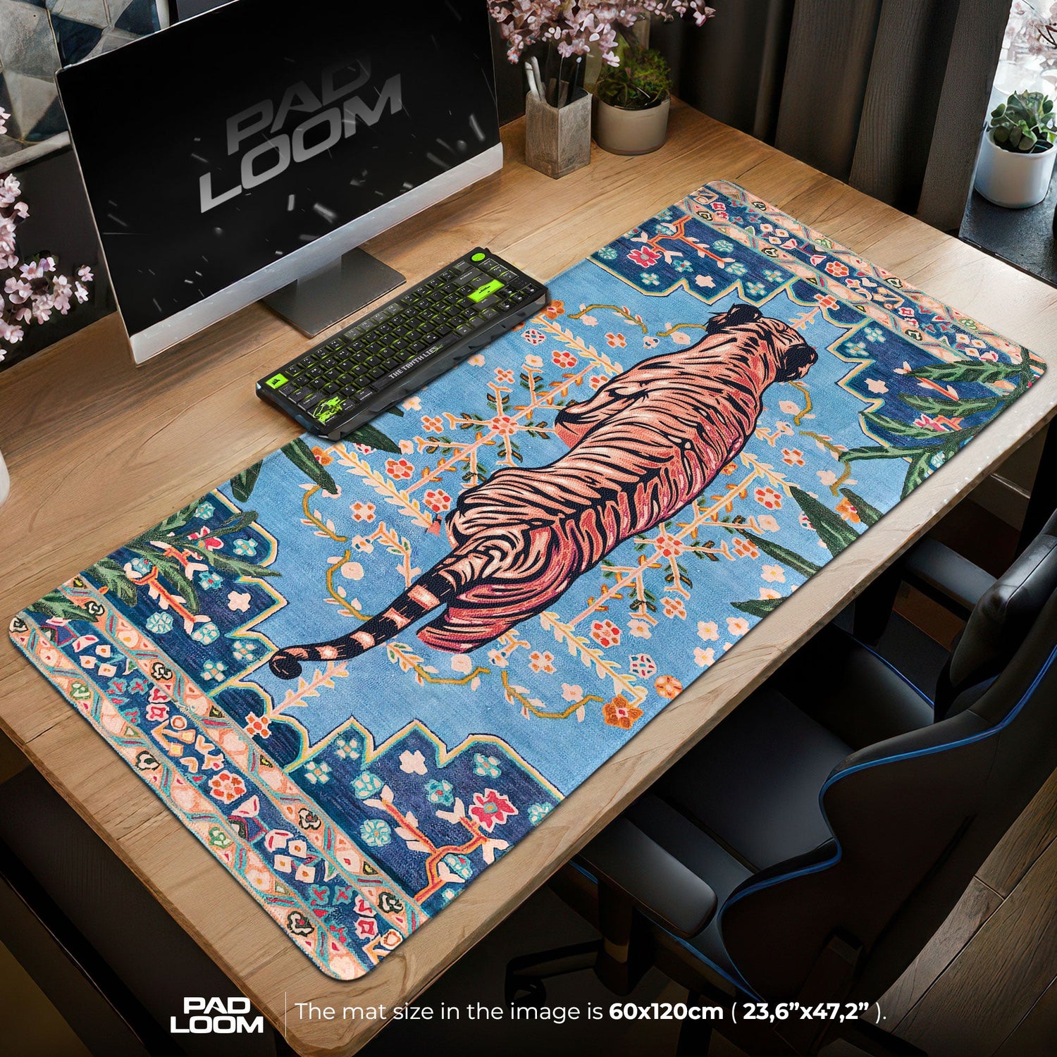 Oriental Tiger Mouse Pad - Vintage Art Desk Mat Padloom