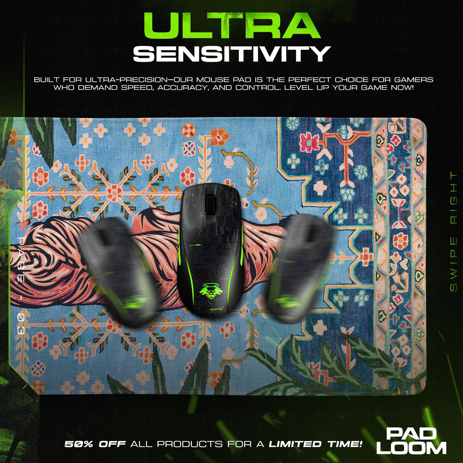 Oriental Tiger Mouse Pad - Vintage Art Desk Mat Padloom