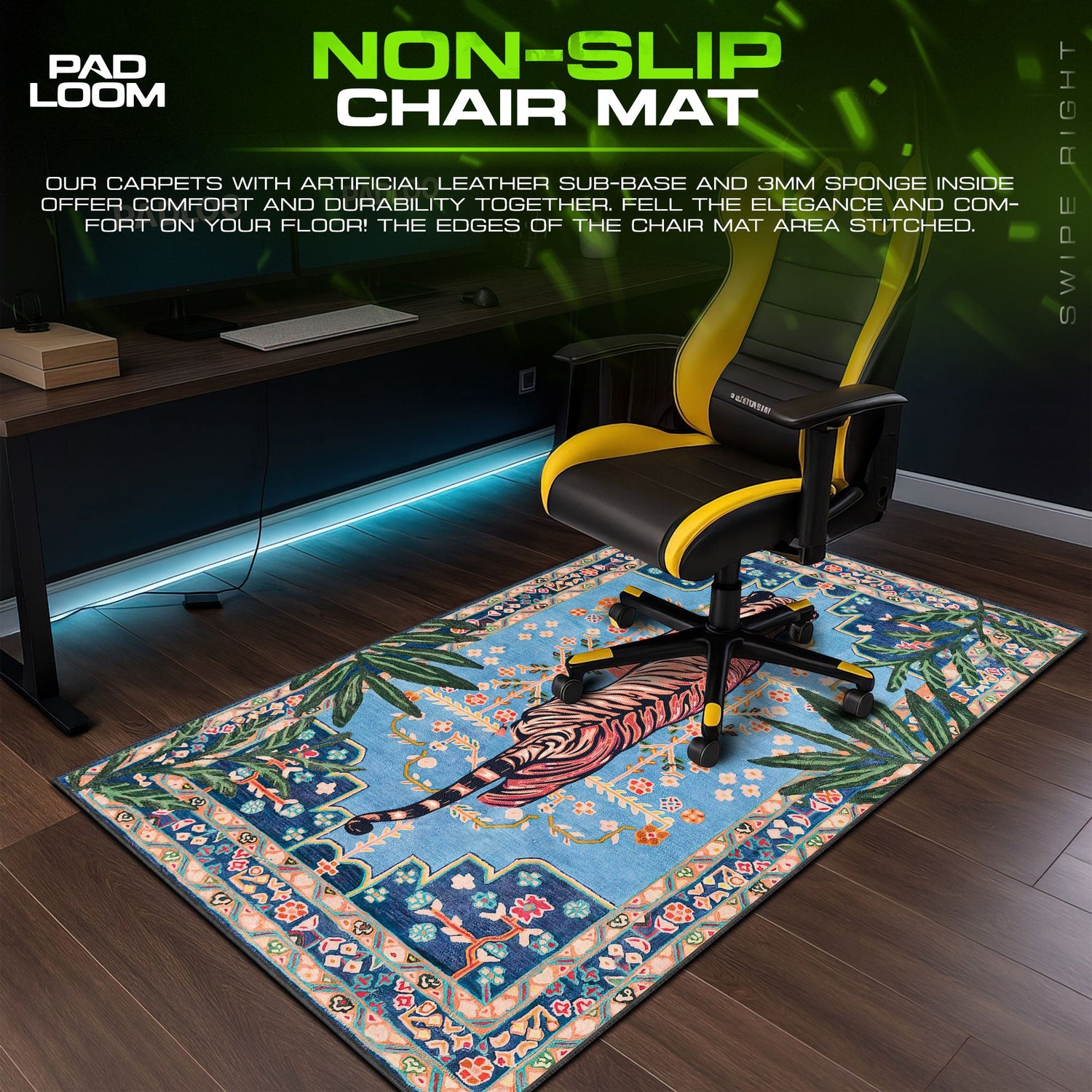 Oriental Tiger Mouse Pad - Vintage Art Desk Mat Padloom