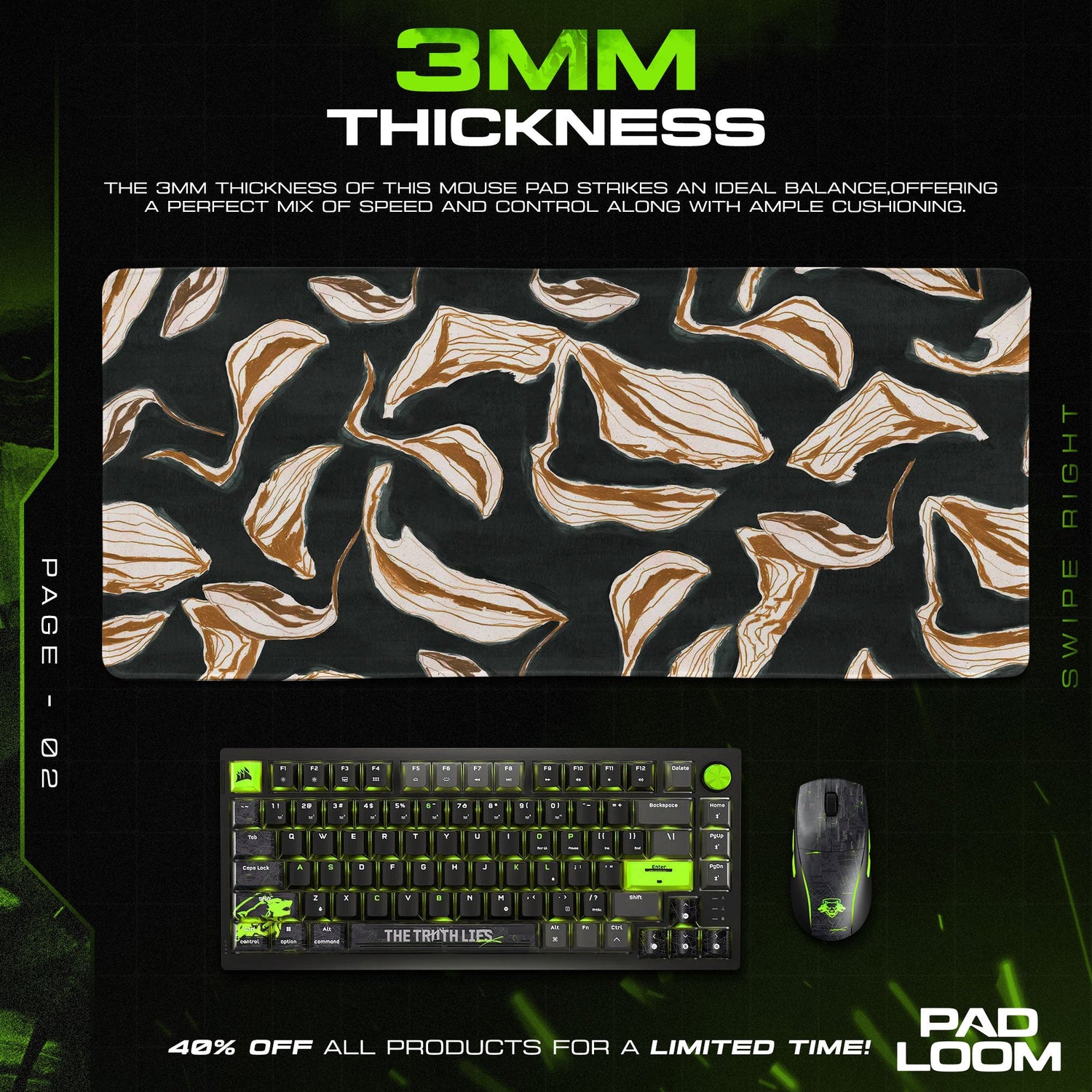 Original Abstract Leaves Mouse Pad – Gaming Desk Mat Padloom